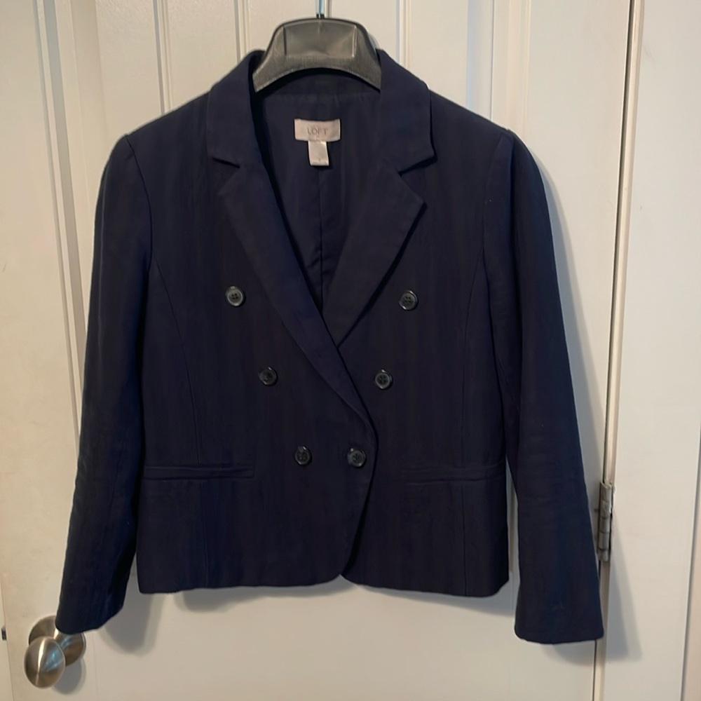 Loft Linen Blend Navy Blazer Size 2